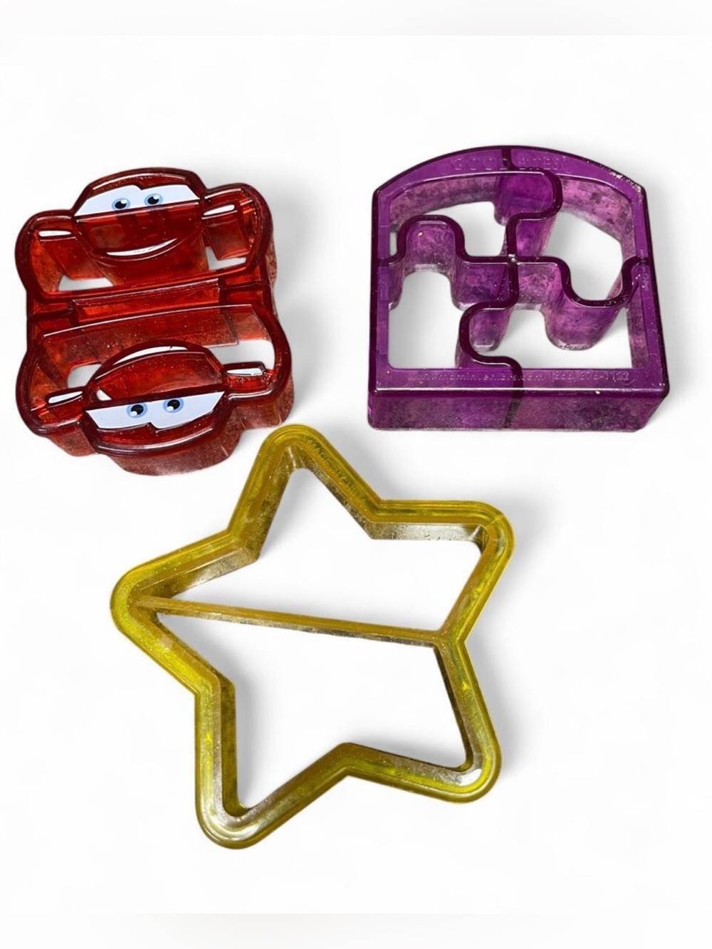 Kids Sandwich, Food, Cookie Cutter Set - Yellow Star, Purple Puzzle, Red Car